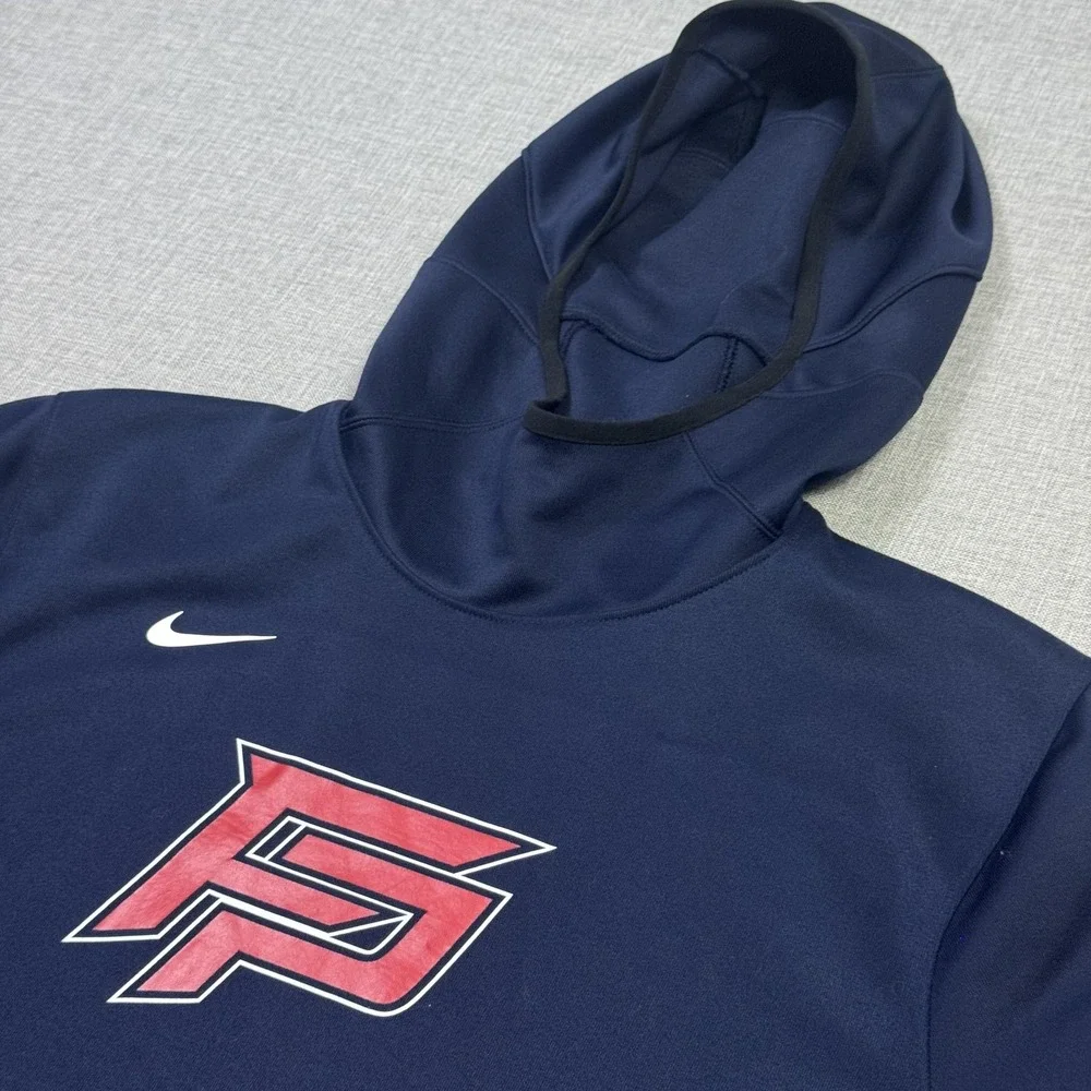 Nike Hoodie Mens M Blue Dri-FIT Pullover Hooded Short Sleeve Graphic Performance
